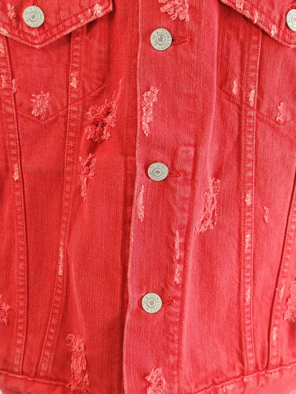 Denim & Supply Ralph Lauren Red Distressed Denim Vest Sleeveless Medium M - Picture 4 of 15
